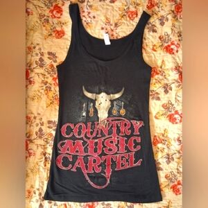 New! Black Country Music Cartel Tank Top-By Next Level